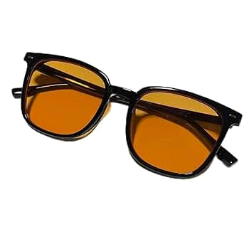 Amazon.co.jp: サングラス 黒 オレンジレンズ メンズ 男女兼用